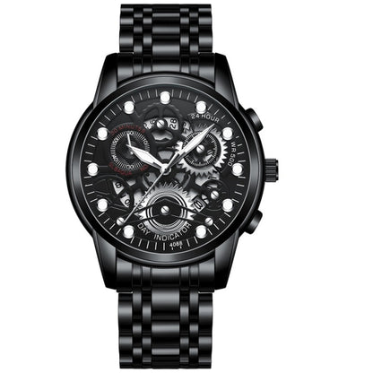 FNGEEN 4088 Men Hollow Quartz Watch Student Waterproof Luminous Watch, Full Gold Gold Surface, Full Gold Black Surface, Black Steel Black Surface White Nails, Black Steel Black Surface Gold Nails, Gold And Gold Surface, Gold Black Surface              ...