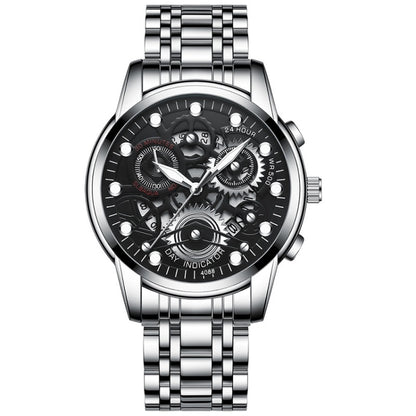 FNGEEN 4088 Men Hollow Quartz Watch Student Waterproof Luminous Watch, Full Gold Gold Surface, Full Gold Black Surface, Black Steel Black Surface White Nails, Black Steel Black Surface Gold Nails, Gold And Gold Surface, Gold Black Surface              ...