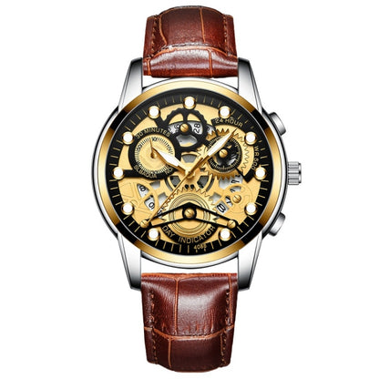 FNGEEN 4088 Men Hollow Quartz Watch Student Waterproof Luminous Watch, Full Gold Gold Surface, Full Gold Black Surface, Black Steel Black Surface White Nails, Black Steel Black Surface Gold Nails, Gold And Gold Surface, Gold Black Surface              ...