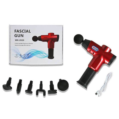 Hishell WK-2020 Electric Massage Gun Muscle Relaxation Charging Massager Portable Fitness Equipment Fascia Gun, Silver, Red, Blue