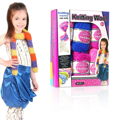 Fille Bricolage Tricotage Écharpe Chapeau Fil de Laine, Livraison de Couleur Aléatoire, Laine à Tricoter