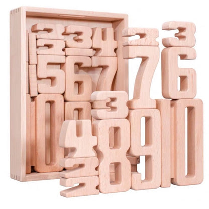 Children Particle Beech Number Building Blocks Children Mathematics Early Education Toy Teaching Aids, Number Building Blocks(32 PCS / Set)