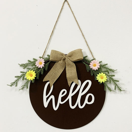 Home Decorations Easter Wreath Shooting Props Wreath Door Hanging, Brown Hello, Whiteboard Black Letter Welcome Sign, Dark Blue Welcome Wooden Sign, Dark Blue Easter Rabbit