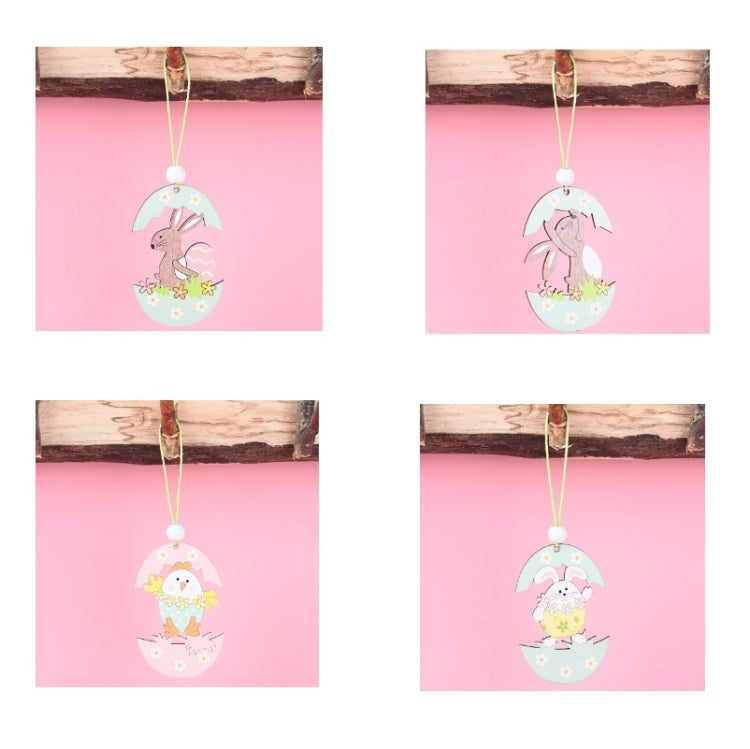 Easter Wooden Pendants Festive Atmosphere Decorative Items, Bunny Egg Shell, Rabbit Lifting Eggshell, Small Egg Shell, Yellow Rabbit Eggshell, Pink Egg, Yellow Rabbit Tooth Egg, Light Yellow Upside-down Rabbit Eggs, Blue Egg, Orange-winged Bird        ...