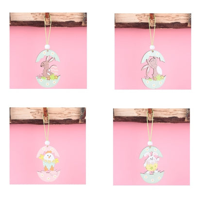 Easter Wooden Pendants Festive Atmosphere Decorative Items, Bunny Egg Shell, Rabbit Lifting Eggshell, Small Egg Shell, Yellow Rabbit Eggshell, Pink Egg, Yellow Rabbit Tooth Egg, Light Yellow Upside-down Rabbit Eggs, Blue Egg, Orange-winged Bird        ...