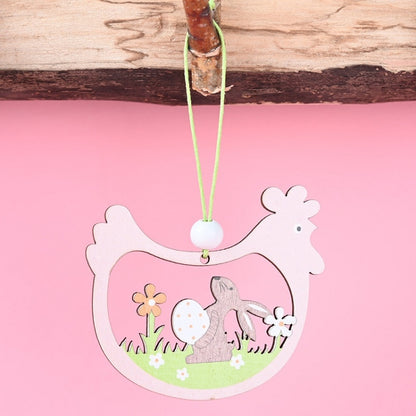 Easter Wooden Pendants Festive Atmosphere Decorative Items, Bunny Egg Shell, Rabbit Lifting Eggshell, Small Egg Shell, Yellow Rabbit Eggshell, Pink Egg, Yellow Rabbit Tooth Egg, Light Yellow Upside-down Rabbit Eggs, Blue Egg, Orange-winged Bird        ...