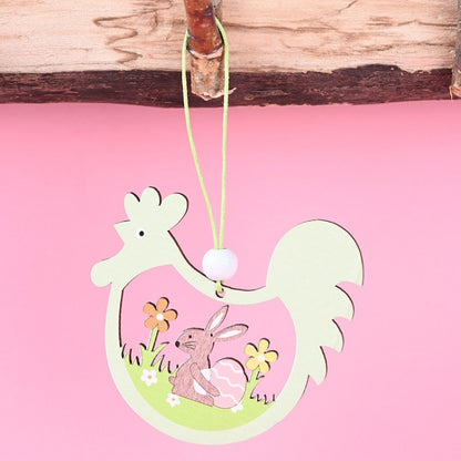 Easter Wooden Pendants Festive Atmosphere Decorative Items, Bunny Egg Shell, Rabbit Lifting Eggshell, Small Egg Shell, Yellow Rabbit Eggshell, Pink Egg, Yellow Rabbit Tooth Egg, Light Yellow Upside-down Rabbit Eggs, Blue Egg, Orange-winged Bird        ...