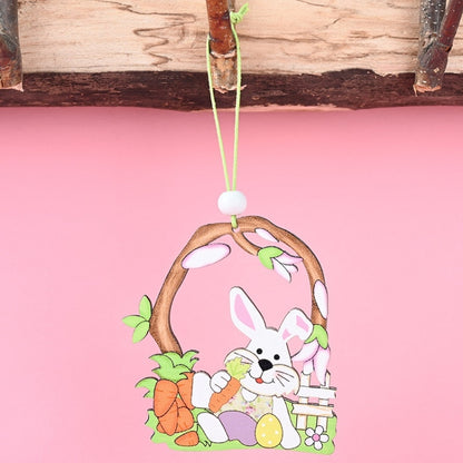 Easter Wooden Pendants Festive Atmosphere Decorative Items, Bunny Egg Shell, Rabbit Lifting Eggshell, Small Egg Shell, Yellow Rabbit Eggshell, Pink Egg, Yellow Rabbit Tooth Egg, Light Yellow Upside-down Rabbit Eggs, Blue Egg, Orange-winged Bird        ...