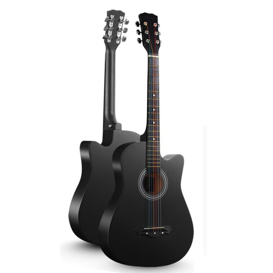Guitarra acústica folk para principiantes, ideal para la enseñanza y el aprendizaje de instrumentos de cuerda, 41 pulgadas (negra) y 41 pulgadas (amarilla puesta de sol).