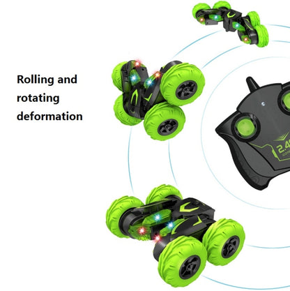 Double-Sided 360-Degree Lighting Stunt Car Climbing And Rolling Remote Control Off-Road Vehicle, Black Orange, Black Green