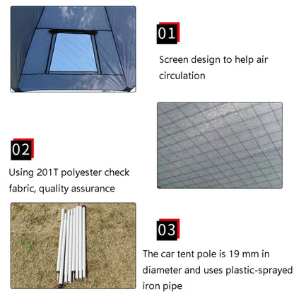 LADUTA Outdoor Self-Driving Tour Barbecue Camping Car Side Tent Car Tail Extension Tent Supplies, Grey Blue, Painted Silver