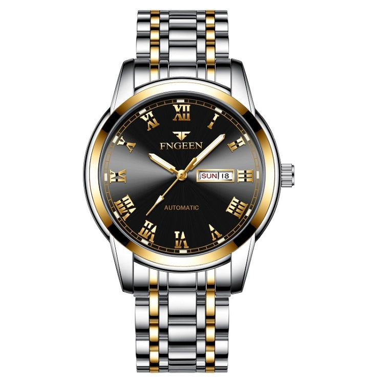 FNGEEN 4002 Herren Sportuhr mit römischem Zifferblatt Studenten Leuchtende Quarzuhr, Gold-Blau, Gold-Schwarz, Gold-Weiß, Weiß-Stahl-Blau, Weiß-Stahl-Schwarz, Braunes Leder und Gold-Blau  ...