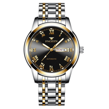 FNGEEN 4002 Herren Sportuhr mit römischem Zifferblatt Studenten Leuchtende Quarzuhr, Gold-Blau, Gold-Schwarz, Gold-Weiß, Weiß-Stahl-Blau, Weiß-Stahl-Schwarz, Braunes Leder und Gold-Blau  ...