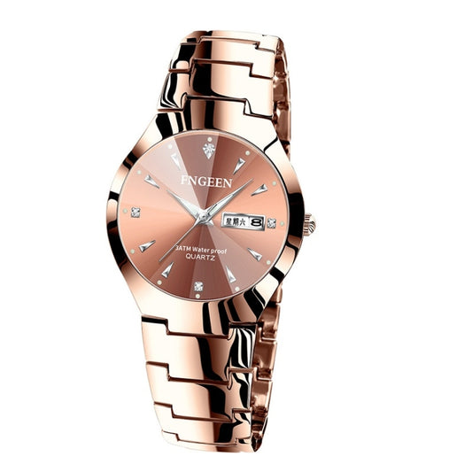 Montre FNGEEN 5808 pour homme, bracelet en acier, quartz, pour couple. Disponible en acier marron (finition café), acier noir (finition noire), acier inoxydable blanc (finition blanche), acier blanc (finition noire) et acier inoxydable bleu (finition bleue).