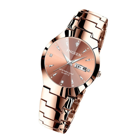 Montre FNGEEN 5808 pour homme, bracelet en acier, quartz, pour couple. Disponible en acier marron (finition café), acier noir (finition noire), acier inoxydable blanc (finition blanche), acier blanc (finition noire) et acier inoxydable bleu (finition bleue).