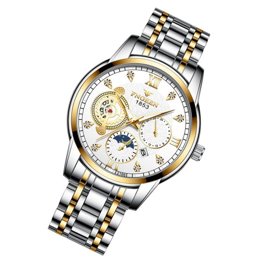 Montre électronique de sport FNGEEN 2166 pour homme, à trois cadrans, à quartz creux, idéale pour les étudiants. Disponible en acier noir, cadran noir et clous dorés, cadran noir et or, cadran bleu et or, cadran blanc et or, cadran blanc et acier, cadran blanc et acier bleu…