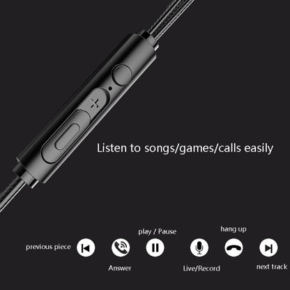In-Ear Earphone Bass Mobile Phone Game Sports Wired Headset, Black, Silver