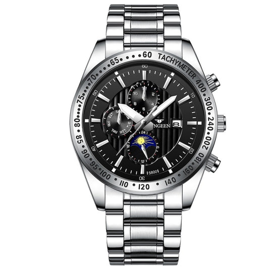 Montre FNGEEN 5800 pour homme, trois yeux et six broches, à quartz, pour étudiant, acier noir et cadran noir, acier noir et cadran blanc, acier blanc et cadran noir, acier blanc et cadran blanc, cuir noir et cadran noir...