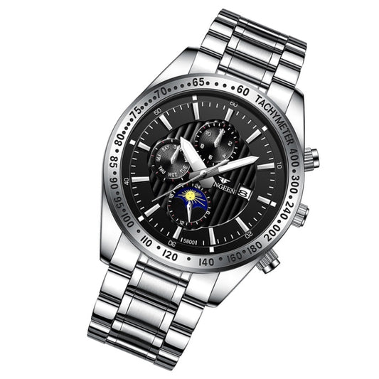 Montre FNGEEN 5800 pour homme, trois yeux et six broches, à quartz, pour étudiant, acier noir et cadran noir, acier noir et cadran blanc, acier blanc et cadran noir, acier blanc et cadran blanc, cuir noir et cadran noir...