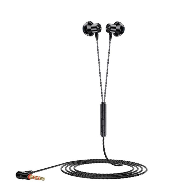 F12 Elbow Earbud Headset Wire Control With Wheat Mobile Phone Headset, 3.5mm Jack (Black)