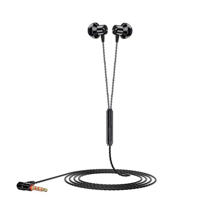 F12 Elbow Earbud Headset Wire Control With Wheat Mobile Phone Headset, 3.5mm Jack (Black)