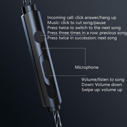 F12 Elbow Earbud Headset Wire Control With Wheat Mobile Phone Headset, 3.5mm Jack (Black)