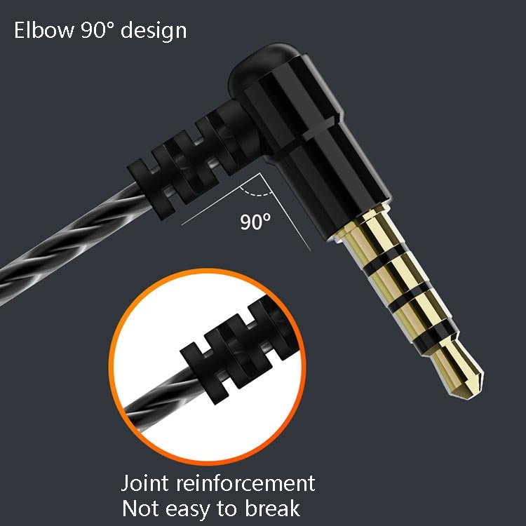 F12 Elbow Earbud Headset Wire Control With Wheat Mobile Phone Headset, 3.5mm Jack (Black)