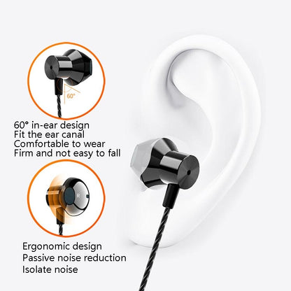 F12 Elbow Earbud Headset Wire Control With Wheat Mobile Phone Headset, 3.5mm Jack (Black)