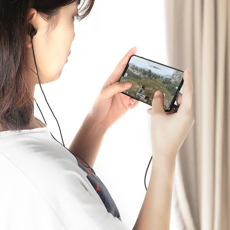 F12 Elbow Earbud Headset Wire Control With Wheat Mobile Phone Headset, 3.5mm Jack (Black)