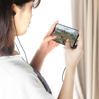 F12 Elbow Earbud Headset Wire Control With Wheat Mobile Phone Headset, 3.5mm Jack (Black)