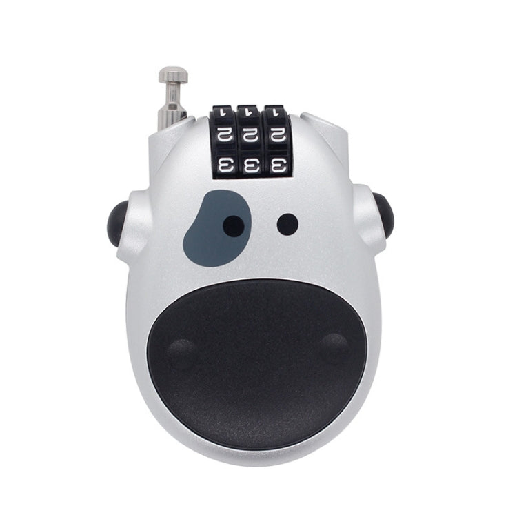 Portable Bicycle Motorcycle Anti-Theft Lock Telescopic Wire Lock Cartoon Cow Password Lock, Cow Password Lock(Black), Cow Password Lock(Silver)