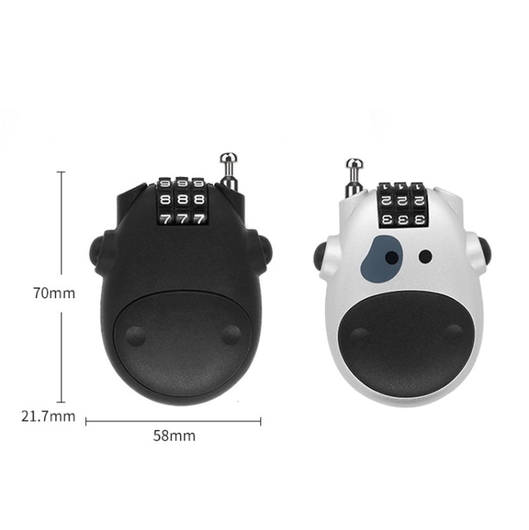 Portable Bicycle Motorcycle Anti-Theft Lock Telescopic Wire Lock Cartoon Cow Password Lock, Cow Password Lock(Black), Cow Password Lock(Silver)