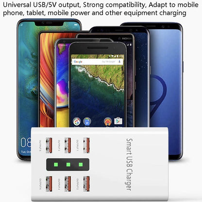 30W 2A Multi-Function 6-Port Charging Socket Universal Smart Phone And Tablet USB Charger, US Plug, EU Plug, UK Plug
