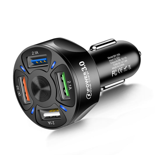 BK-358 3A QC3.0 4 ports USB chargeur de voiture un pour quatre chargeurs de téléphone portable, noir, blanc