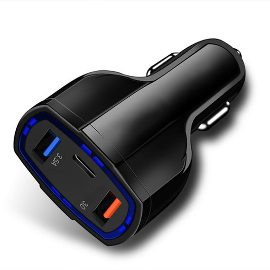 2 chargeurs de voiture rapides QC3.0, double USB 3,5 A avec sortie d'interface de type C, noir, blanc