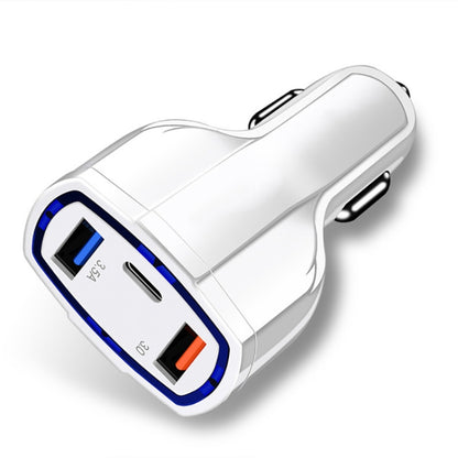 2 PCS QC3.0 Fast Charge Car Charger 3.5A Dual USB With Type-C Interface Output Car Charger, Black, White