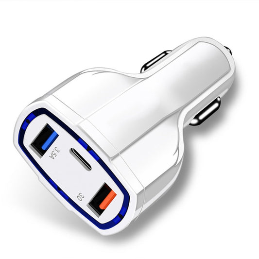 2 chargeurs de voiture rapides QC3.0, double USB 3,5 A avec sortie d'interface de type C, noir, blanc