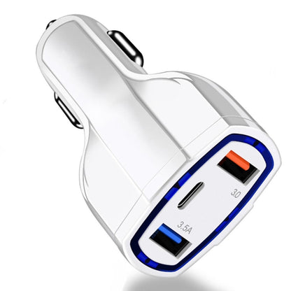 2 PCS QC3.0 Fast Charge Car Charger 3.5A Dual USB With Type-C Interface Output Car Charger, Black, White