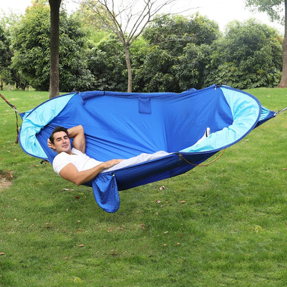 Hamac Moustiquaire Automatique Anti-Retournement à Ouverture Rapide, Camping Extérieur Double Anti-Moustiques, Taille : 290x140cm, Vert 290x140cm, Bleu 290x140cm, Jaune 290x140cm