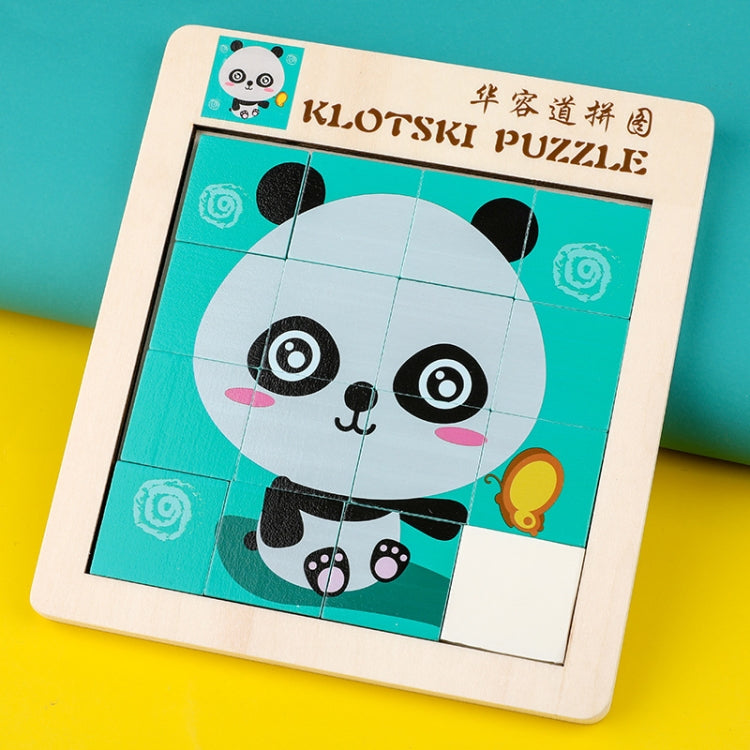 2 PCS Cartoon Animal Double-Sided Klotski Puzzle Children Wooden Toy Early Education Jigsaw Puzzle, Rabbit, Dolphin, Giraffe, Dinosaur, Elephant, Panda, Unicorn, Fox, White Bear, Zebra, Lion, Tiger