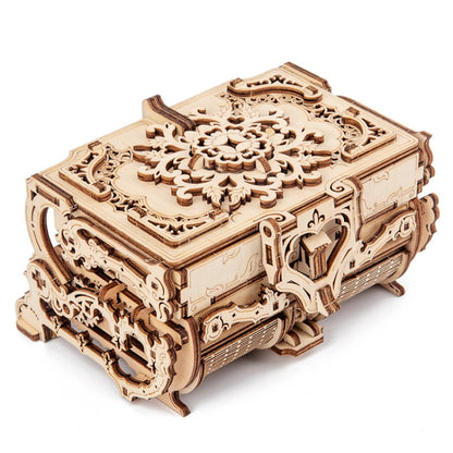 Boîte Antique en Bois avec Engrenages, Modèle Rotatif à Assembler Soi-même, Puzzle 3D Éducatif, Jouet en Bois, Boîte Antique à Engrenages en Bois