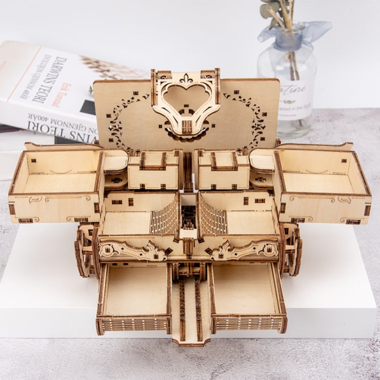 Boîte Antique en Bois avec Engrenages, Modèle Rotatif à Assembler Soi-même, Puzzle 3D Éducatif, Jouet en Bois, Boîte Antique à Engrenages en Bois