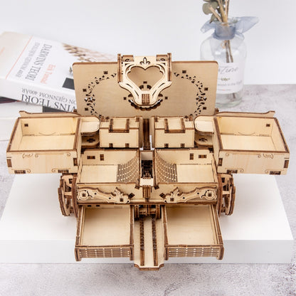 Boîte Antique en Bois avec Engrenages, Modèle Rotatif à Assembler Soi-même, Puzzle 3D Éducatif, Jouet en Bois, Boîte Antique à Engrenages en Bois