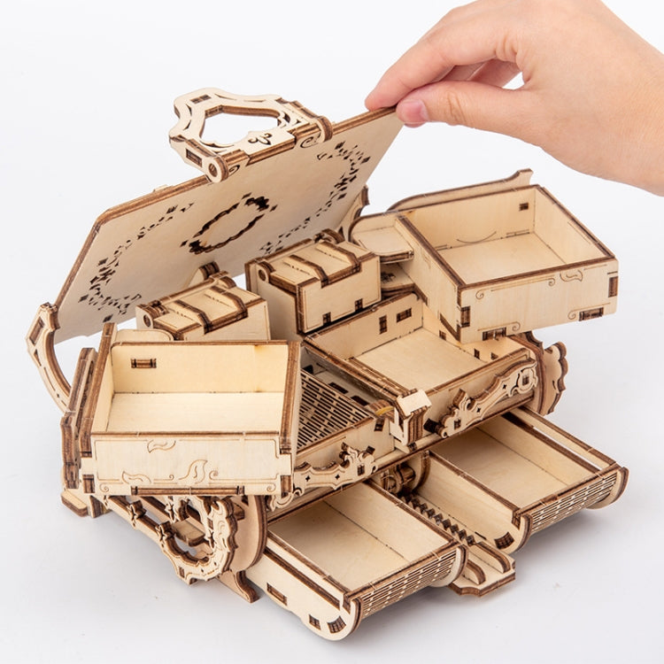 Boîte Antique en Bois avec Engrenages, Modèle Rotatif à Assembler Soi-même, Puzzle 3D Éducatif, Jouet en Bois, Boîte Antique à Engrenages en Bois