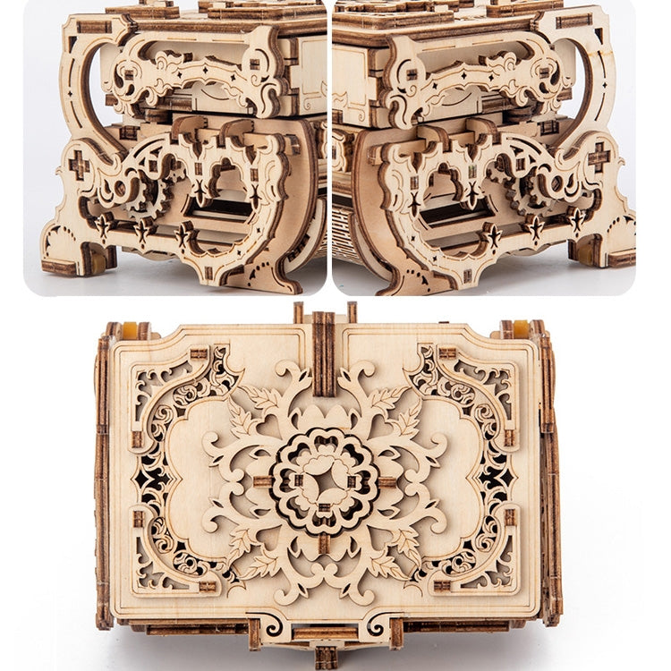 Boîte Antique en Bois avec Engrenages, Modèle Rotatif à Assembler Soi-même, Puzzle 3D Éducatif, Jouet en Bois, Boîte Antique à Engrenages en Bois