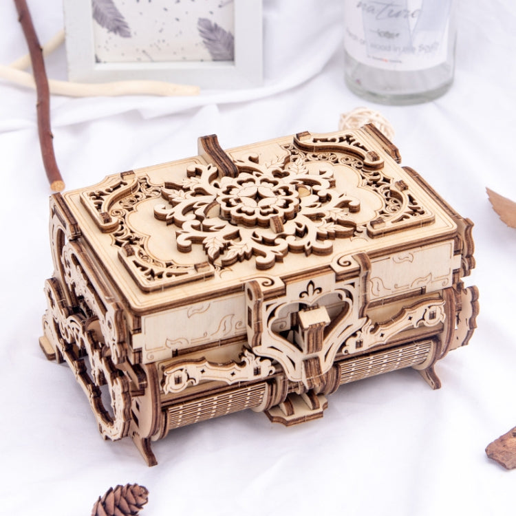 Boîte Antique en Bois avec Engrenages, Modèle Rotatif à Assembler Soi-même, Puzzle 3D Éducatif, Jouet en Bois, Boîte Antique à Engrenages en Bois