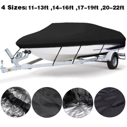 210D Waterproof Boat Cover Speedboat Towed Fishing V-Shaped Boat Cover Rain And Sun Protection Cover, 11-13FT 420x270cm, 14-16FT 530x290cm, 17-19FT 600x310cm, 20-22FT  700x320cm