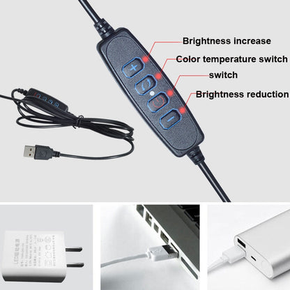 6 inch Strong Clip Fill Light With Adjustable Temperature LED Ring Light Desktop Computer Clip Light, Cable Length: 2 Meters