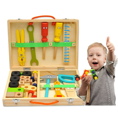Jouets en bois de simulation DIY pour enfants, boîte à outils de dessin animé, jouets de maison de jeu, jouets éducatifs précoces, jouets de boîte à outils de dessin animé