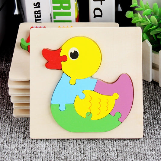 Puzzle en bois de 5 pièces représentant des animaux de dessin animé, idéal pour l'éveil des enfants : grenouille, canard, éléphant, coquillage, petit poisson, poisson rouge, dauphin, chiot, petit âne, chèvre, camion-benne, fusée, bateau à vapeur, avion, panda, veau.